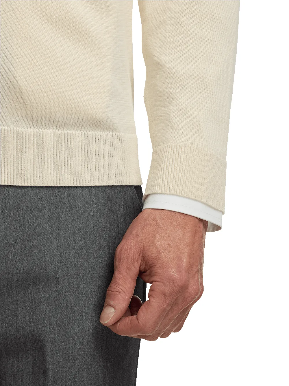Supima Cotton Button Front Cardigan - Ivory sold by Paul Fredrick product image thumbnail 4