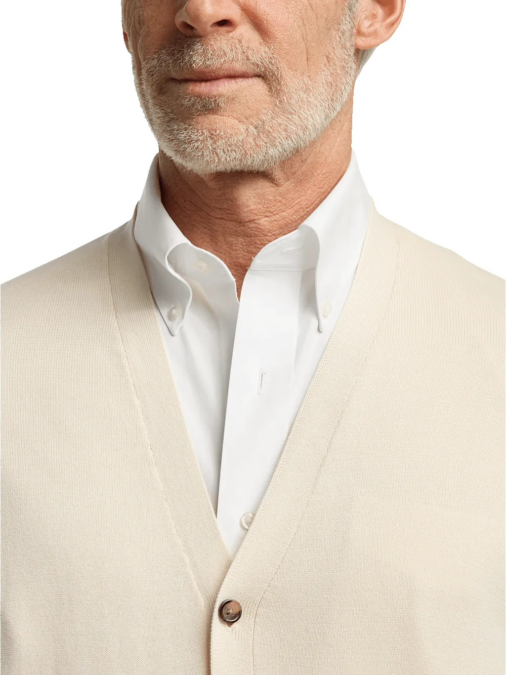 Supima Cotton Button Front Cardigan - Ivory sold by Paul Fredrick product image thumbnail 3