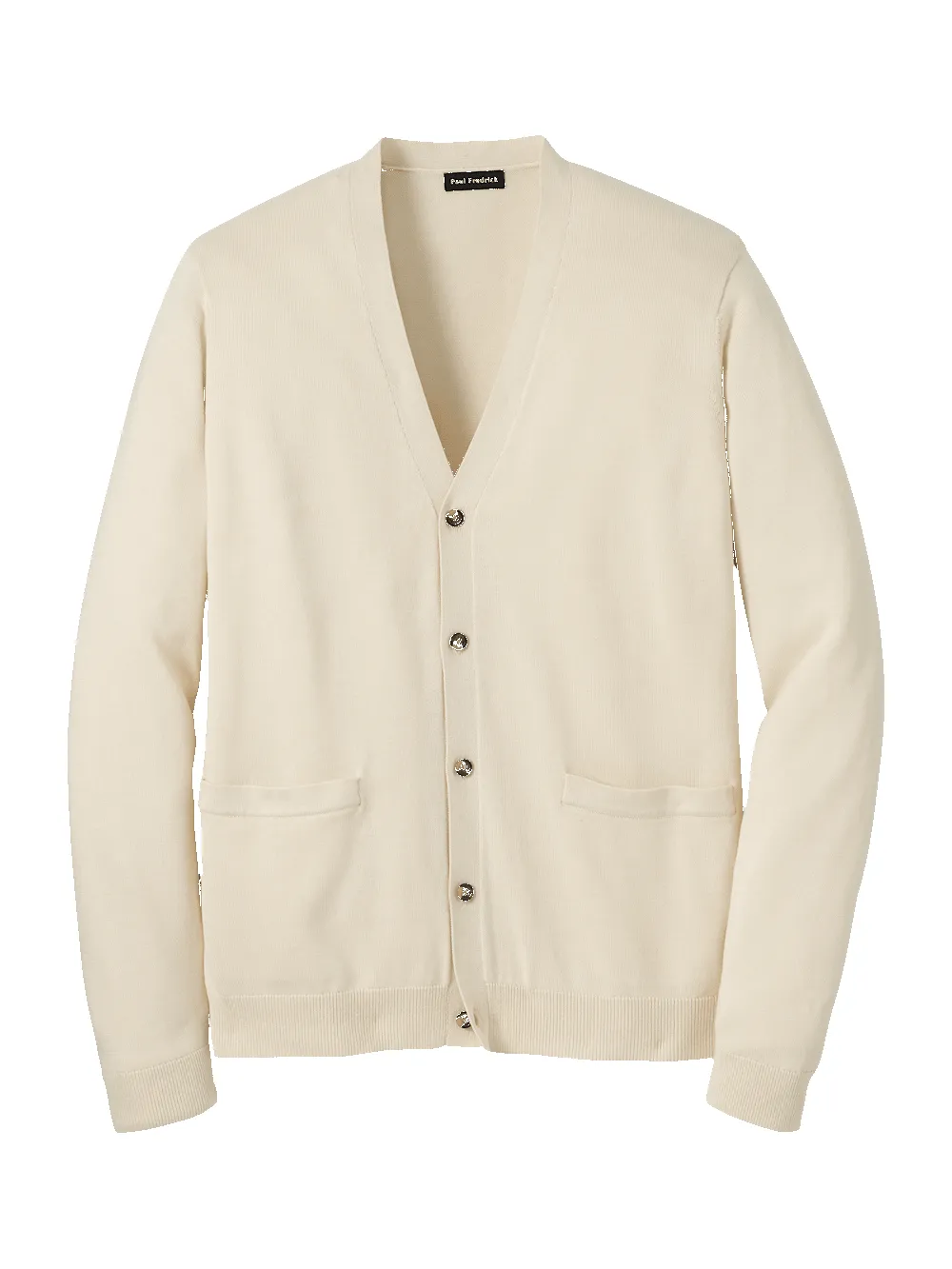 Supima Cotton Button Front Cardigan - Ivory sold by Paul Fredrick