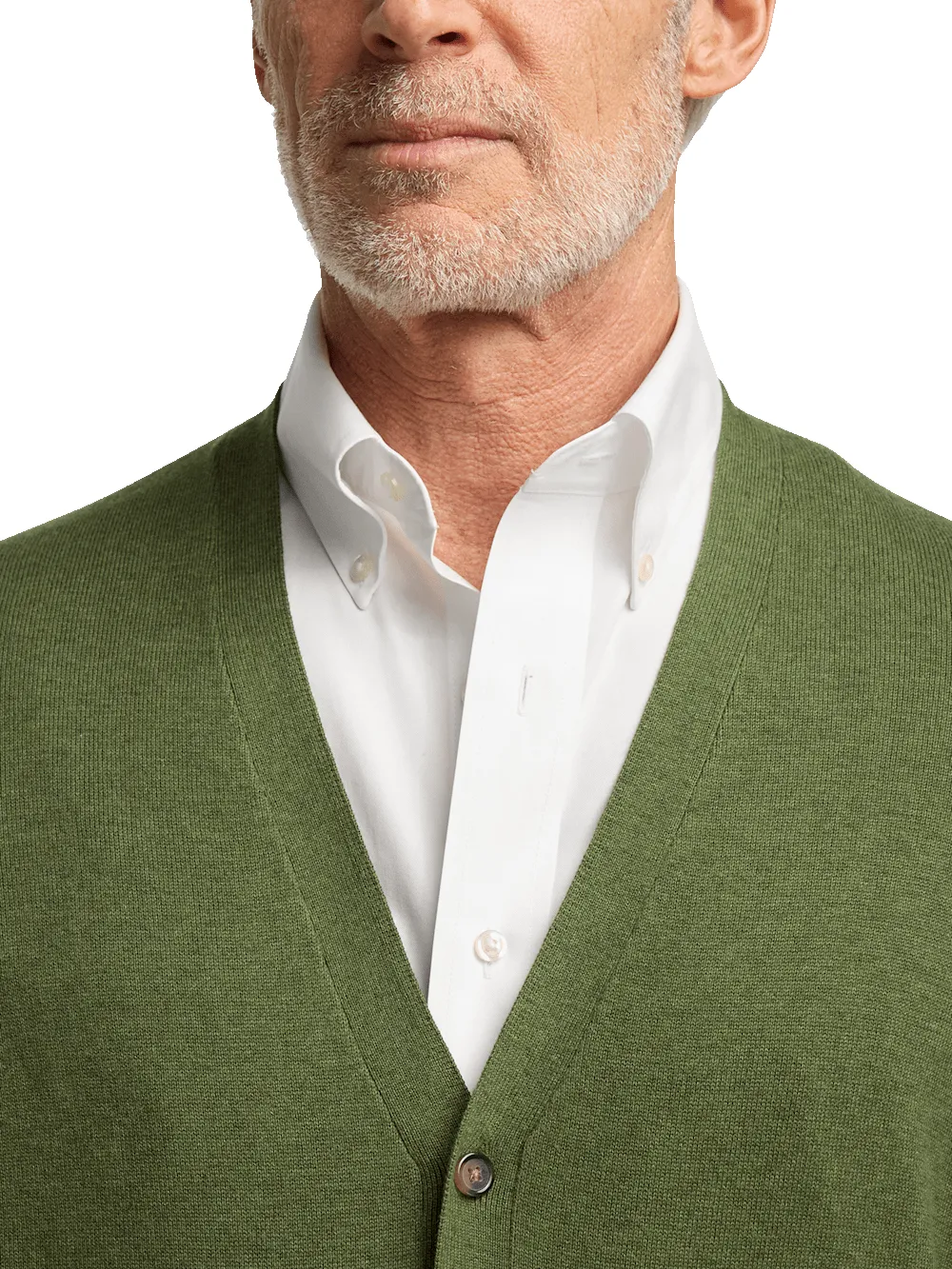 Supima Cotton Button Front Cardigan - Olive sold by Paul Fredrick product image thumbnail 3