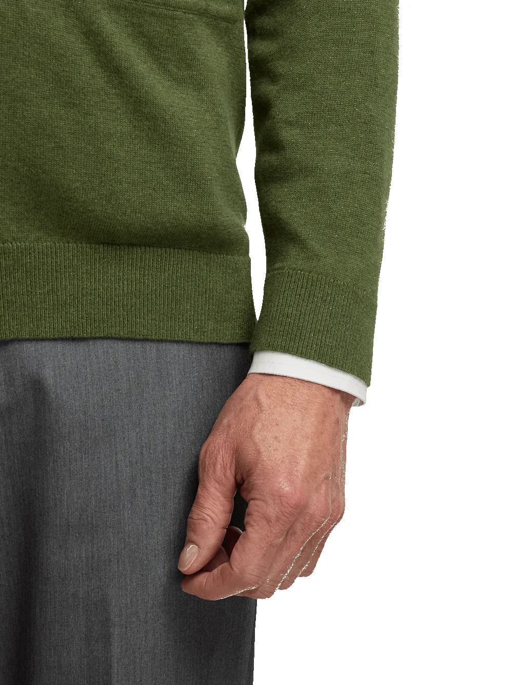 Supima Cotton Button Front Cardigan - Olive sold by Paul Fredrick product image thumbnail 4