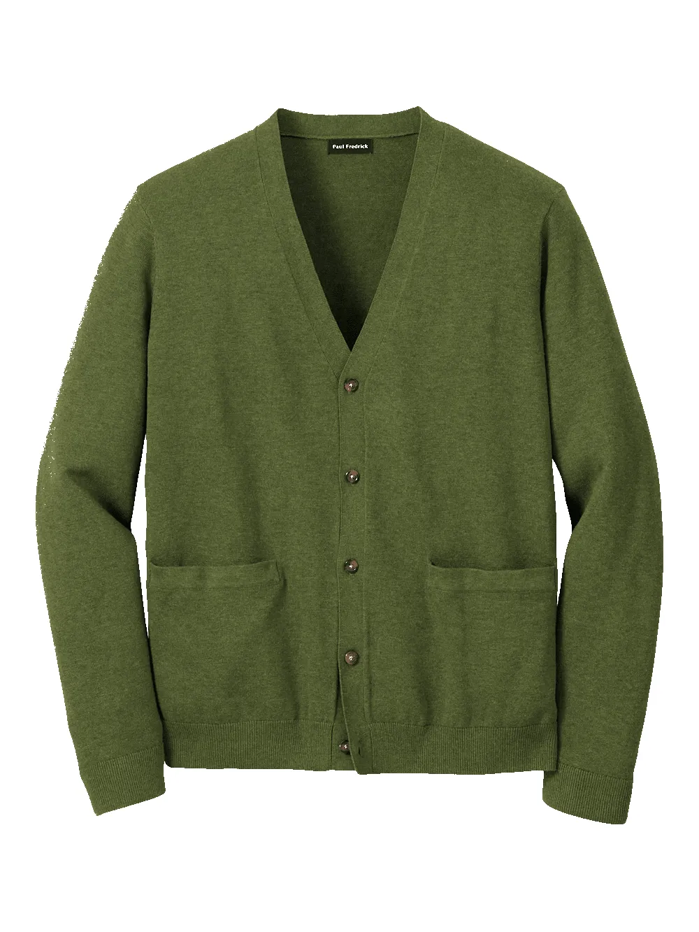 Supima Cotton Button Front Cardigan - Olive sold by Paul Fredrick