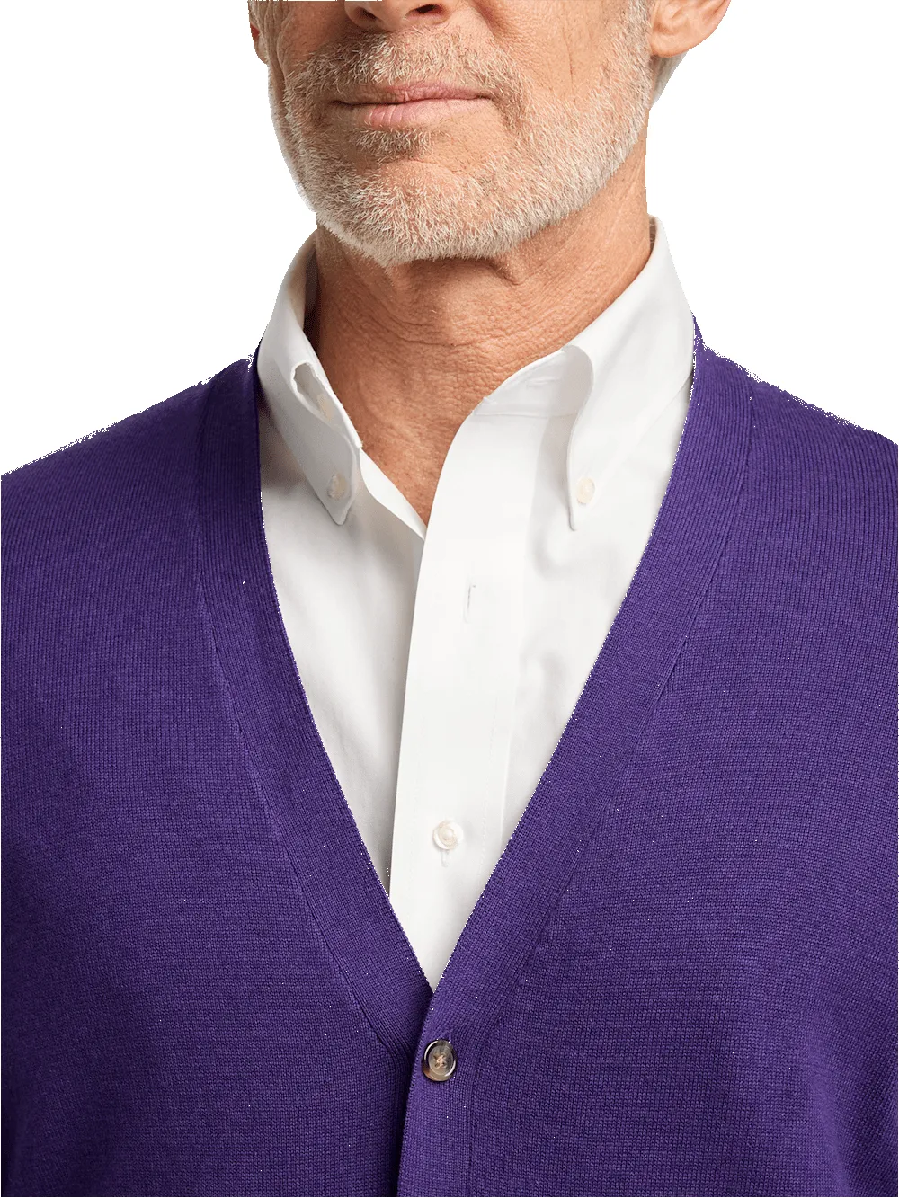 Supima Cotton Button Front Cardigan - Plum sold by Paul Fredrick product image thumbnail 3