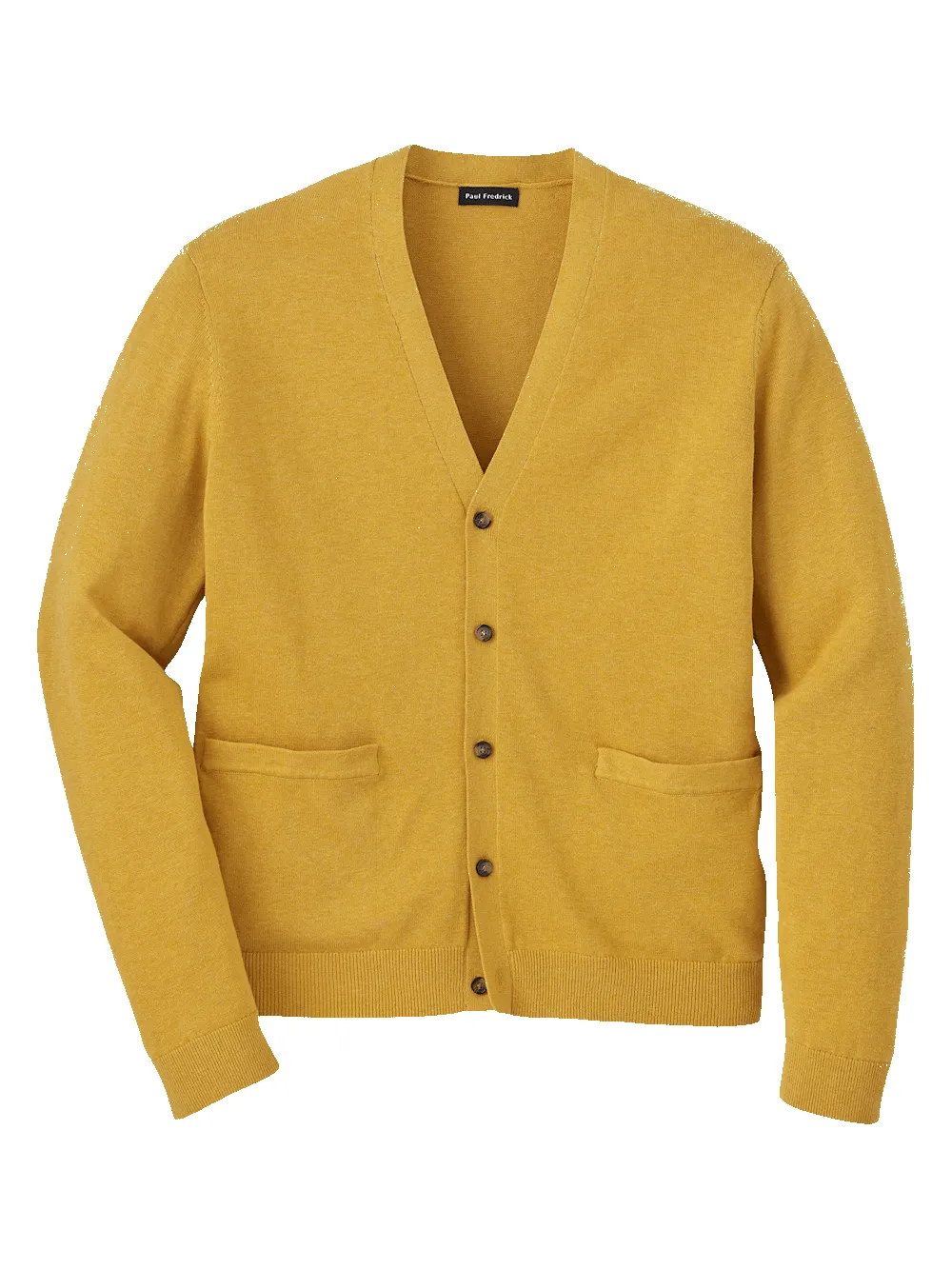 Supima Cotton Button Front Cardigan - Mustard sold by Paul Fredrick