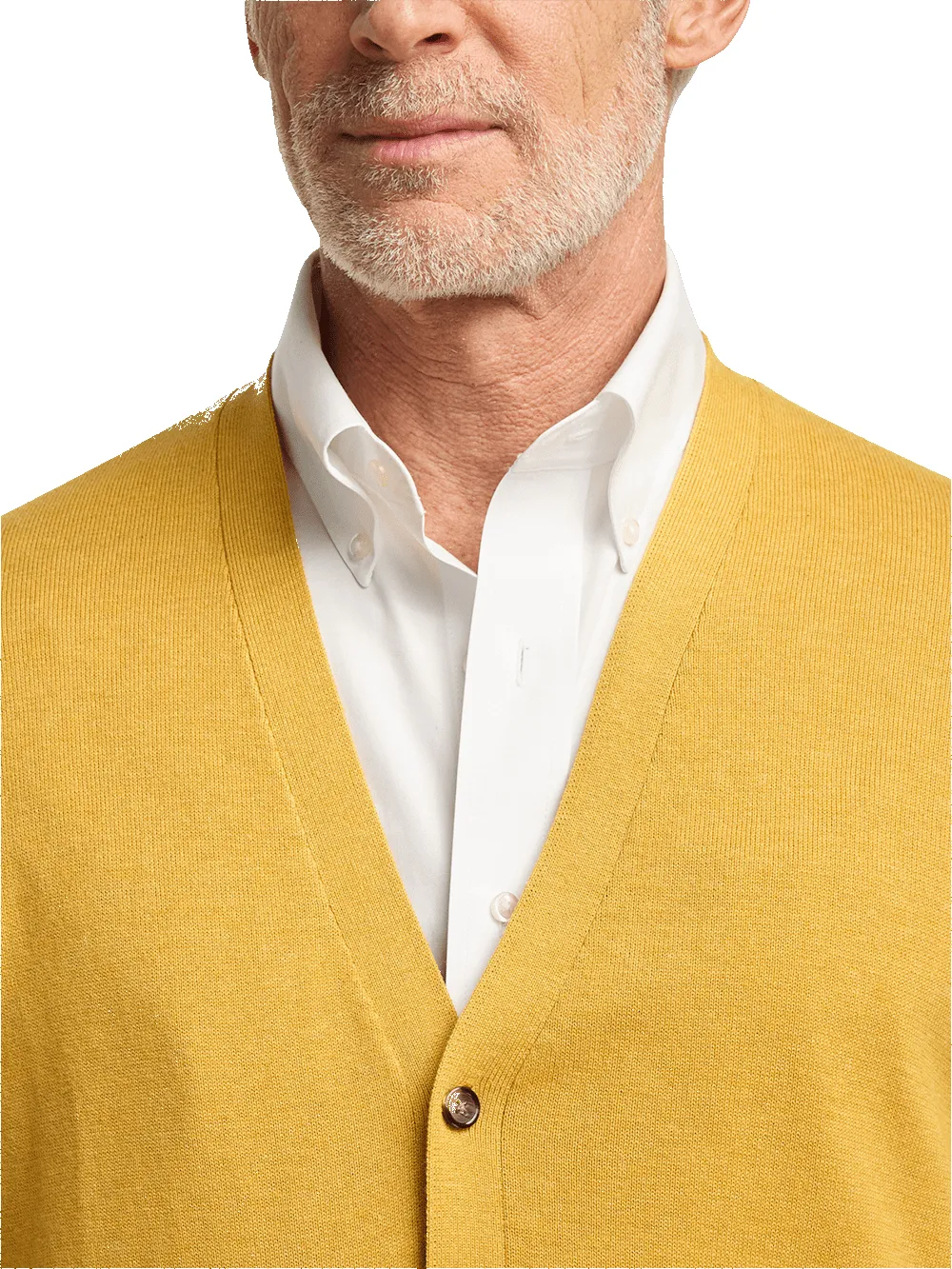 Supima Cotton Button Front Cardigan - Mustard sold by Paul Fredrick product image thumbnail 3