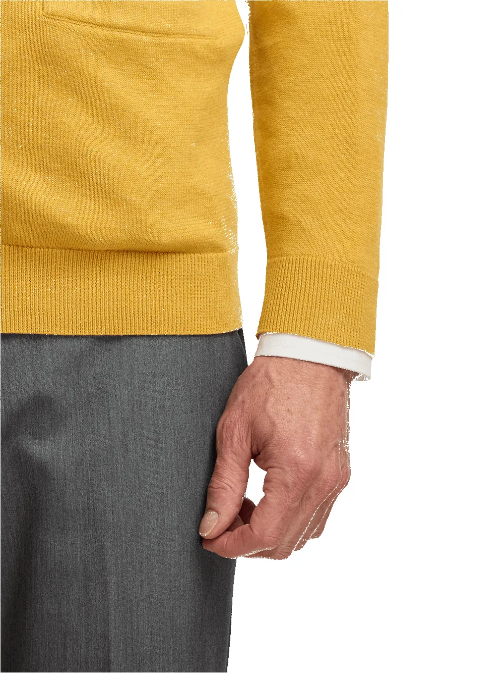 Supima Cotton Button Front Cardigan - Mustard sold by Paul Fredrick product image thumbnail 4