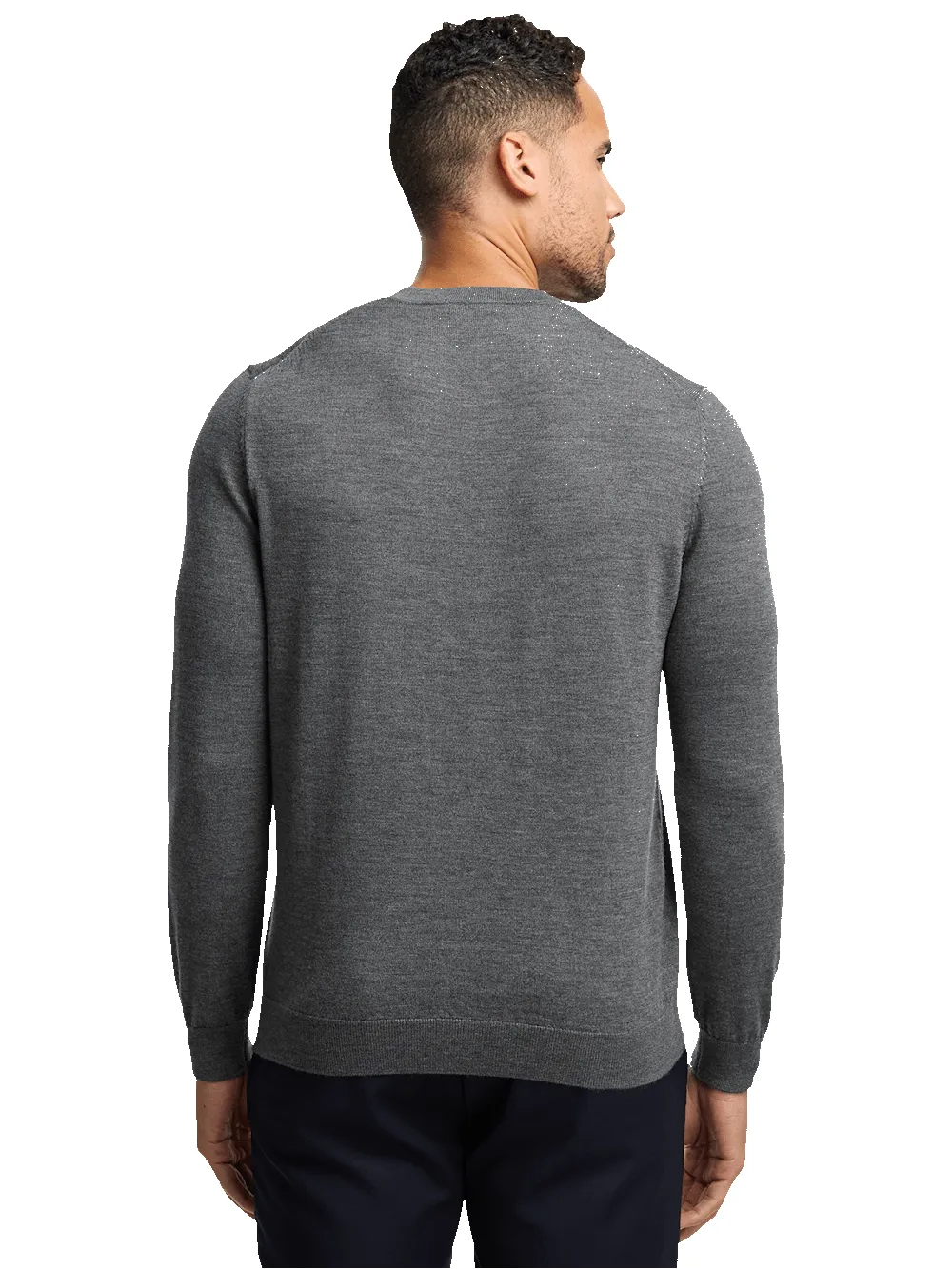 Merino Wool V-neck Sweater - Grey sold by Paul Fredrick product image thumbnail 5