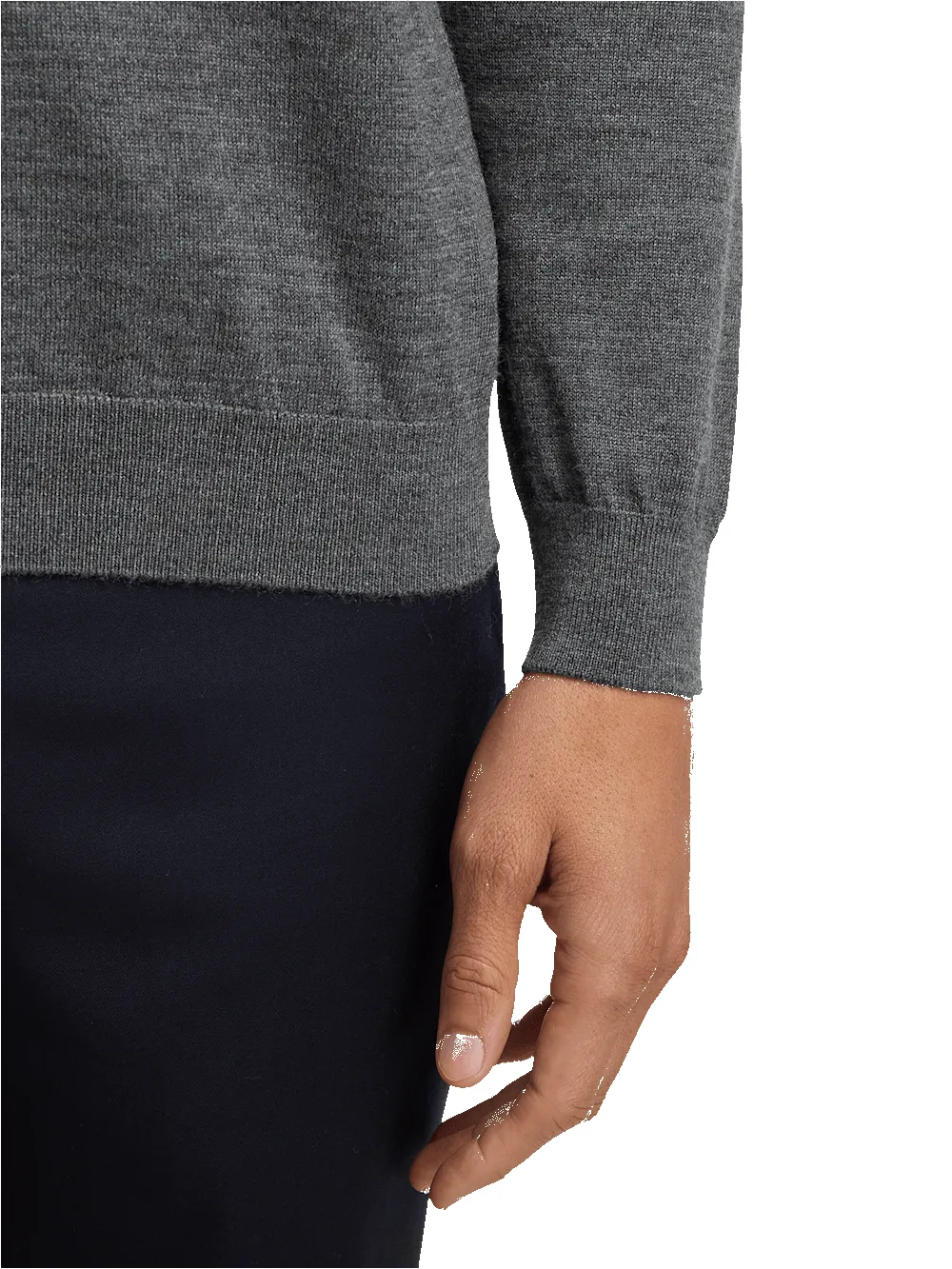 Merino Wool V-neck Sweater - Grey sold by Paul Fredrick product image thumbnail 4