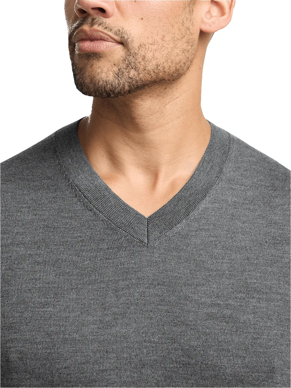 Merino Wool V-neck Sweater - Grey sold by Paul Fredrick product image thumbnail 3