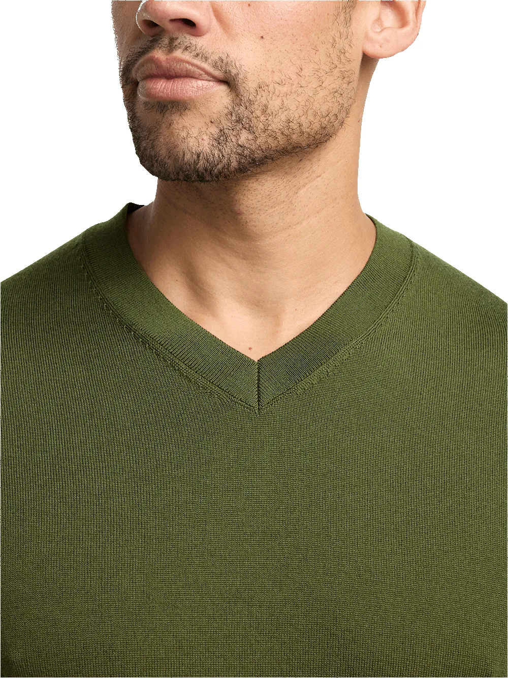 Merino Wool V-neck Sweater - Green sold by Paul Fredrick product image thumbnail 3