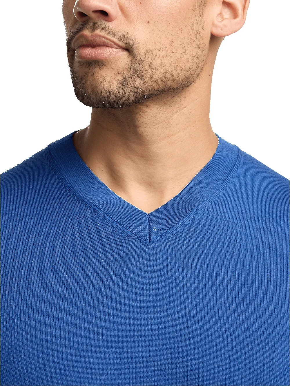 Merino Wool V-neck Sweater - Blue sold by Paul Fredrick product image thumbnail 3