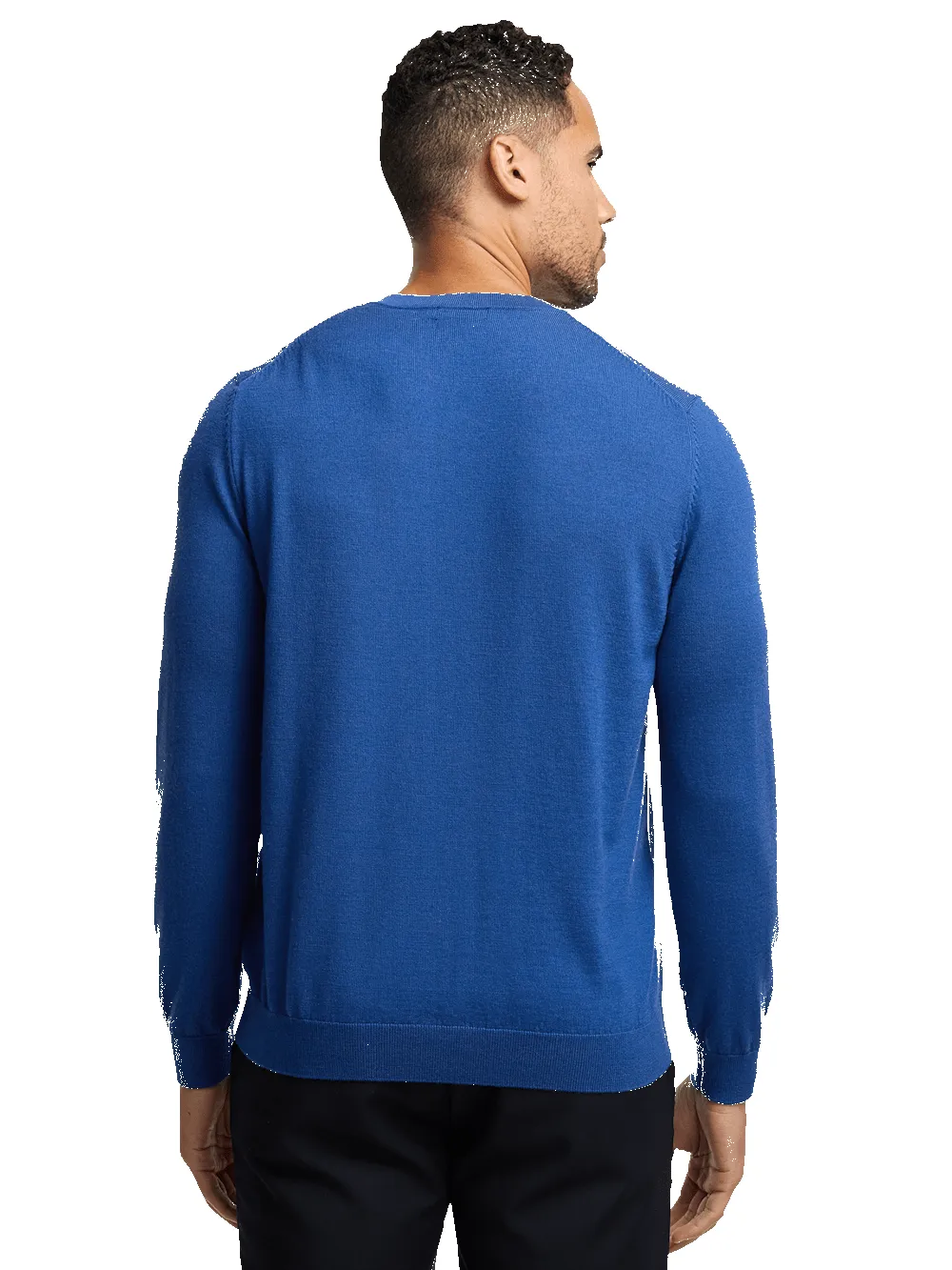 Merino Wool V-neck Sweater - Blue sold by Paul Fredrick product image thumbnail 5