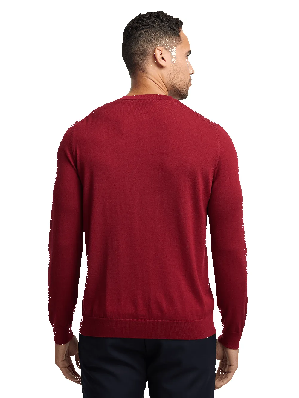 Merino Wool V-neck Sweater - Wine sold by Paul Fredrick product image thumbnail 5