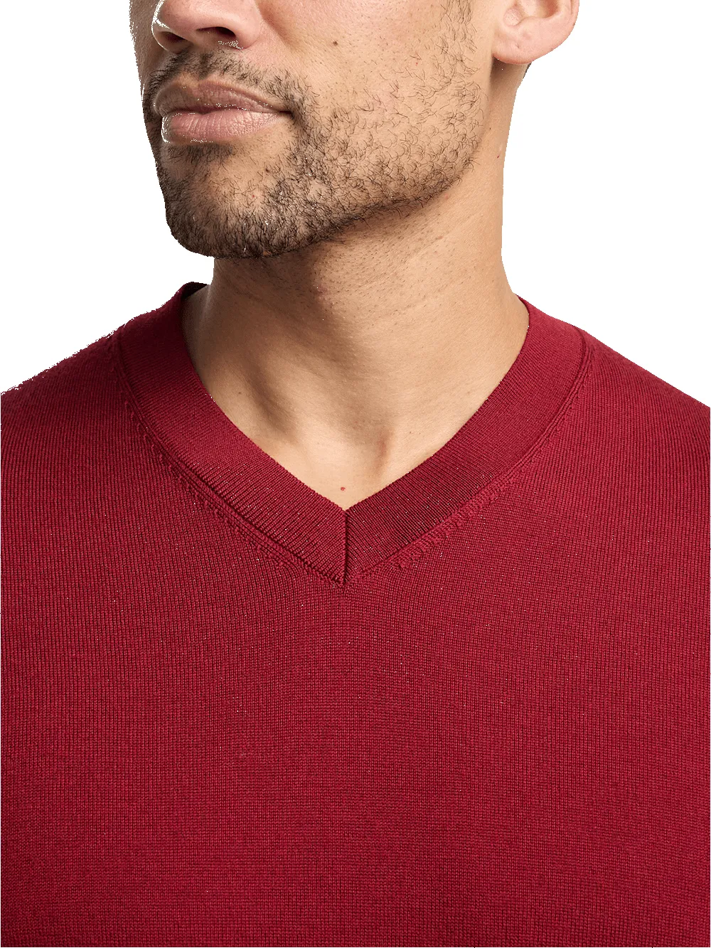 Merino Wool V-neck Sweater - Wine sold by Paul Fredrick product image thumbnail 3