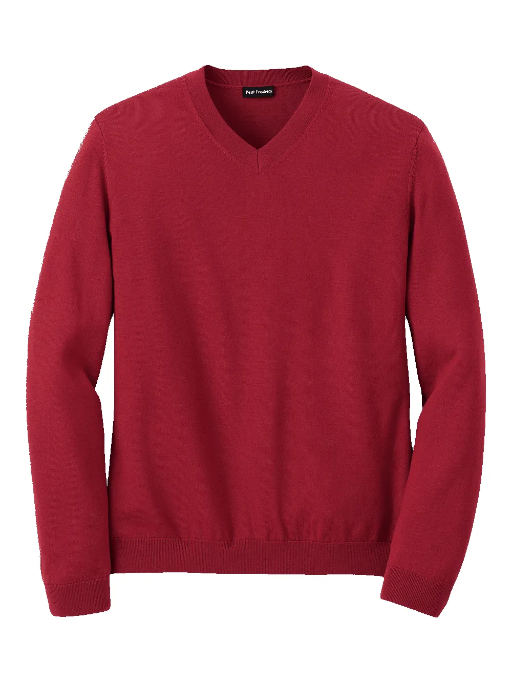 Merino Wool V-neck Sweater - Wine sold by Paul Fredrick