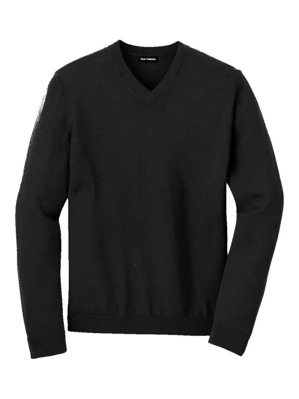 Merino Wool V-neck Sweater - Black sold by Paul Fredrick