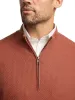 Silk Cotton Cashmere Quarter Zip Mock Neck Sweater - Terracotta sold by Paul Fredrick