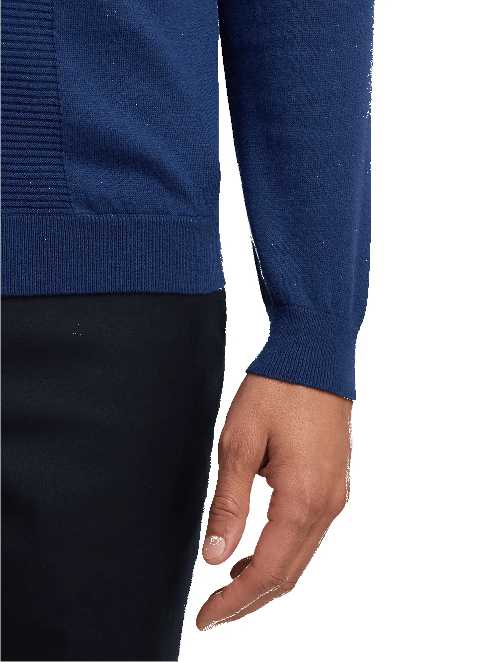 Silk Cotton Cashmere Full Zip Polo - Navy sold by Paul Fredrick product image thumbnail 4