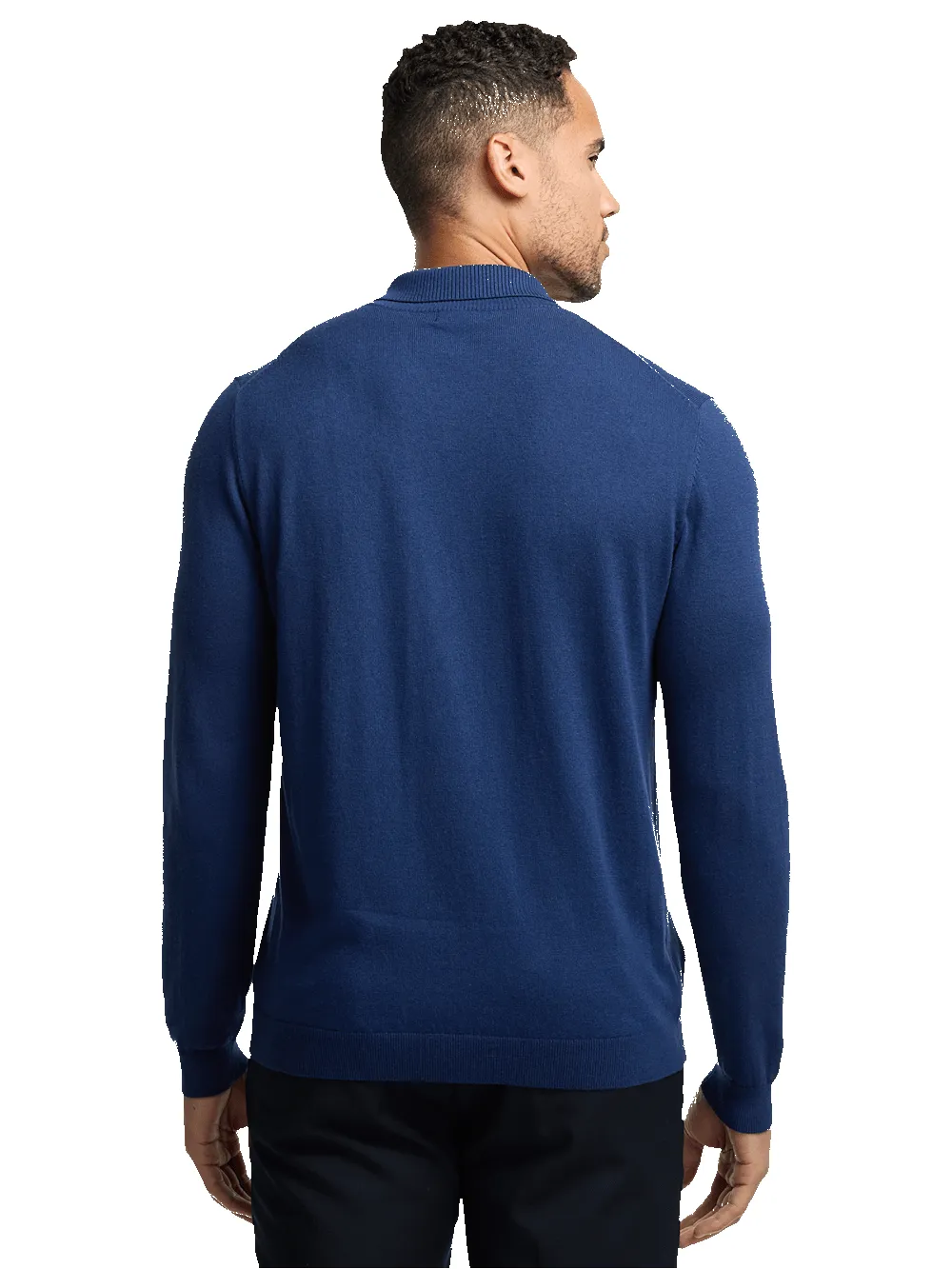 Silk Cotton Cashmere Full Zip Polo - Navy sold by Paul Fredrick product image thumbnail 5