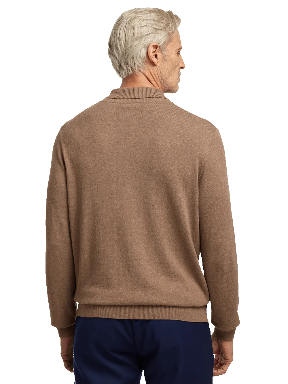 Silk Cotton Cashmere Full Zip Polo - Camel sold by Paul Fredrick product image thumbnail 5
