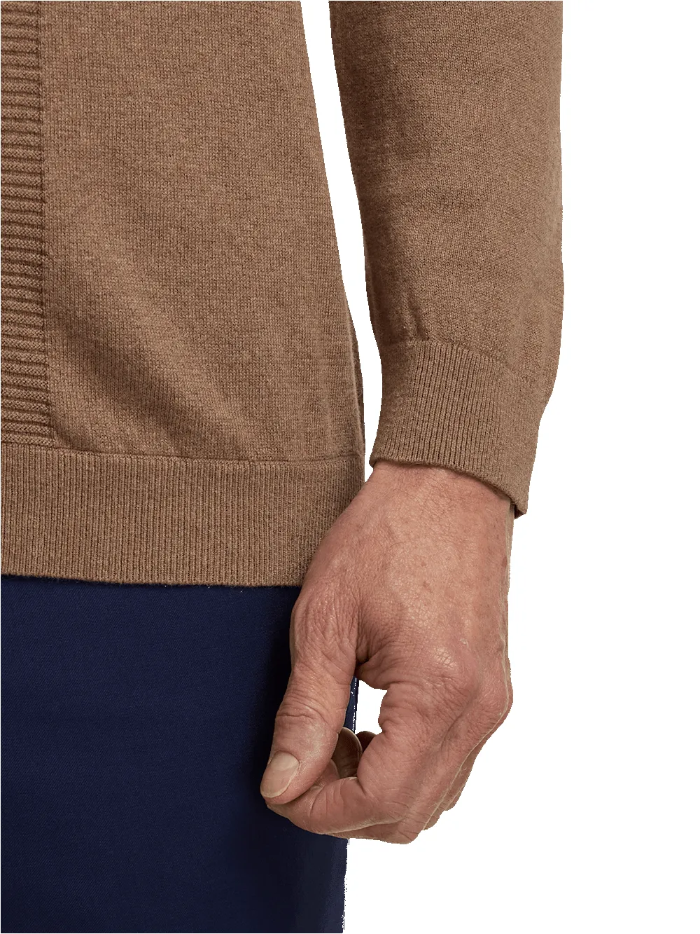 Silk Cotton Cashmere Full Zip Polo - Camel sold by Paul Fredrick product image thumbnail 4