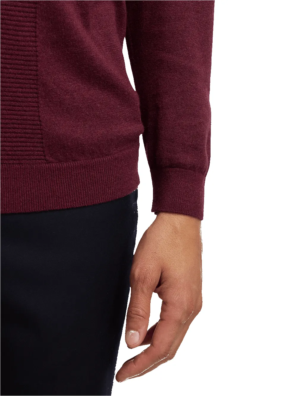 Silk Cotton Cashmere Full Zip Polo - Wine sold by Paul Fredrick product image thumbnail 4