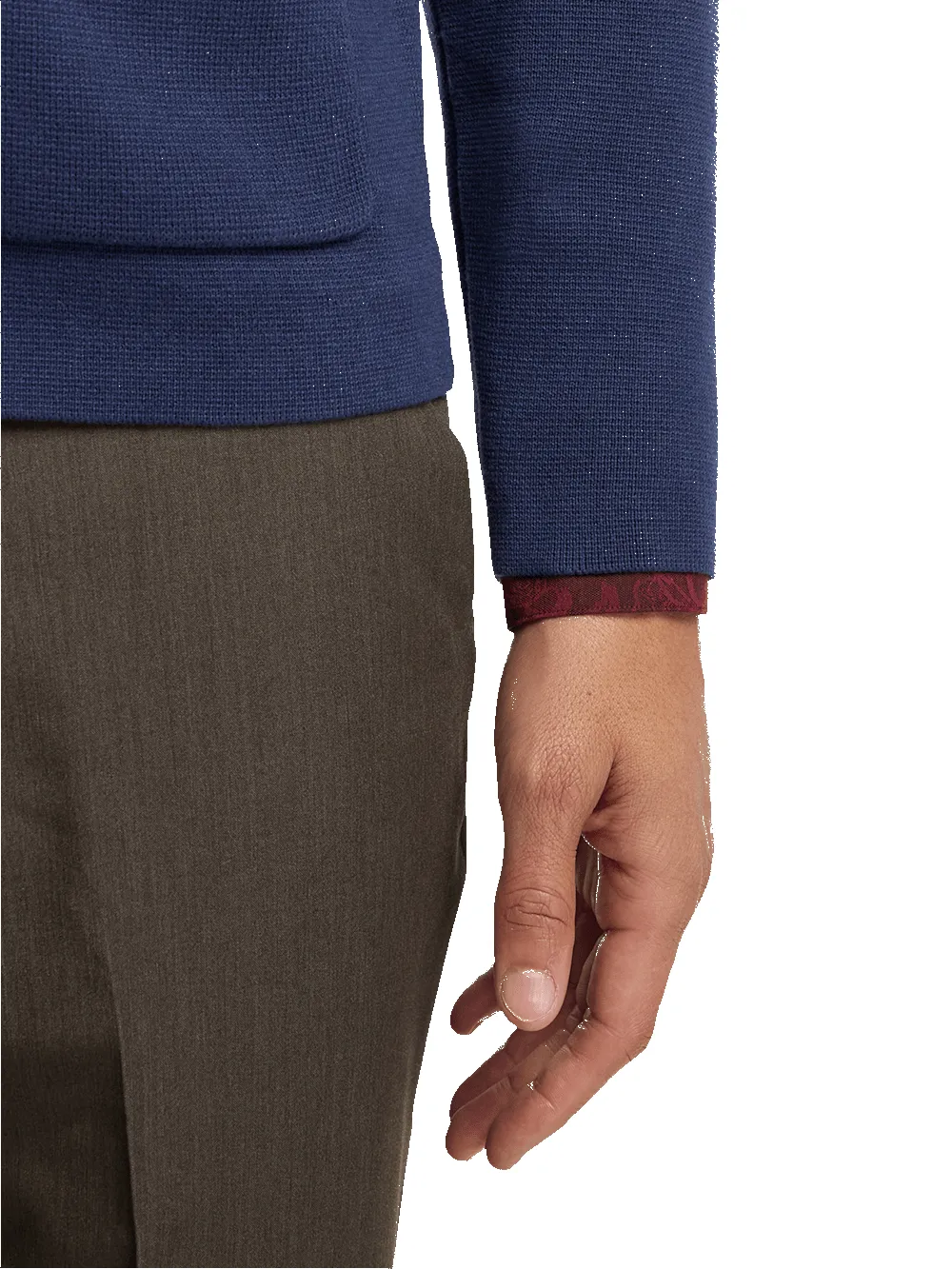 Cotton Notch Lapel Cardigan Sweater - Navy sold by Paul Fredrick product image thumbnail 4