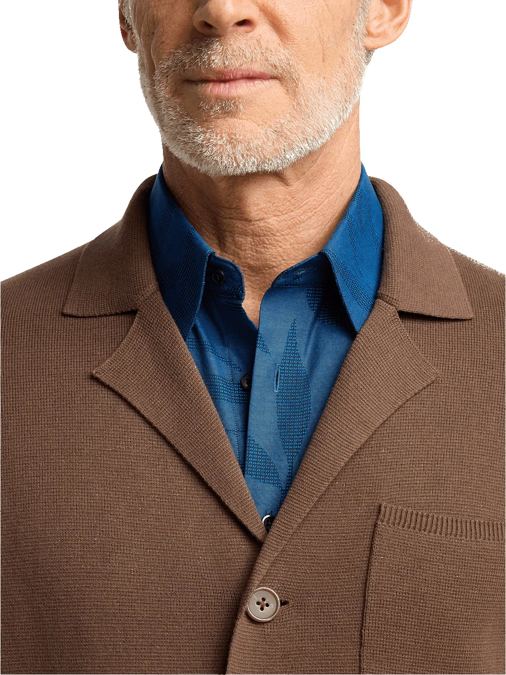 Cotton Notch Lapel Cardigan Sweater - Brown sold by Paul Fredrick product image thumbnail 3