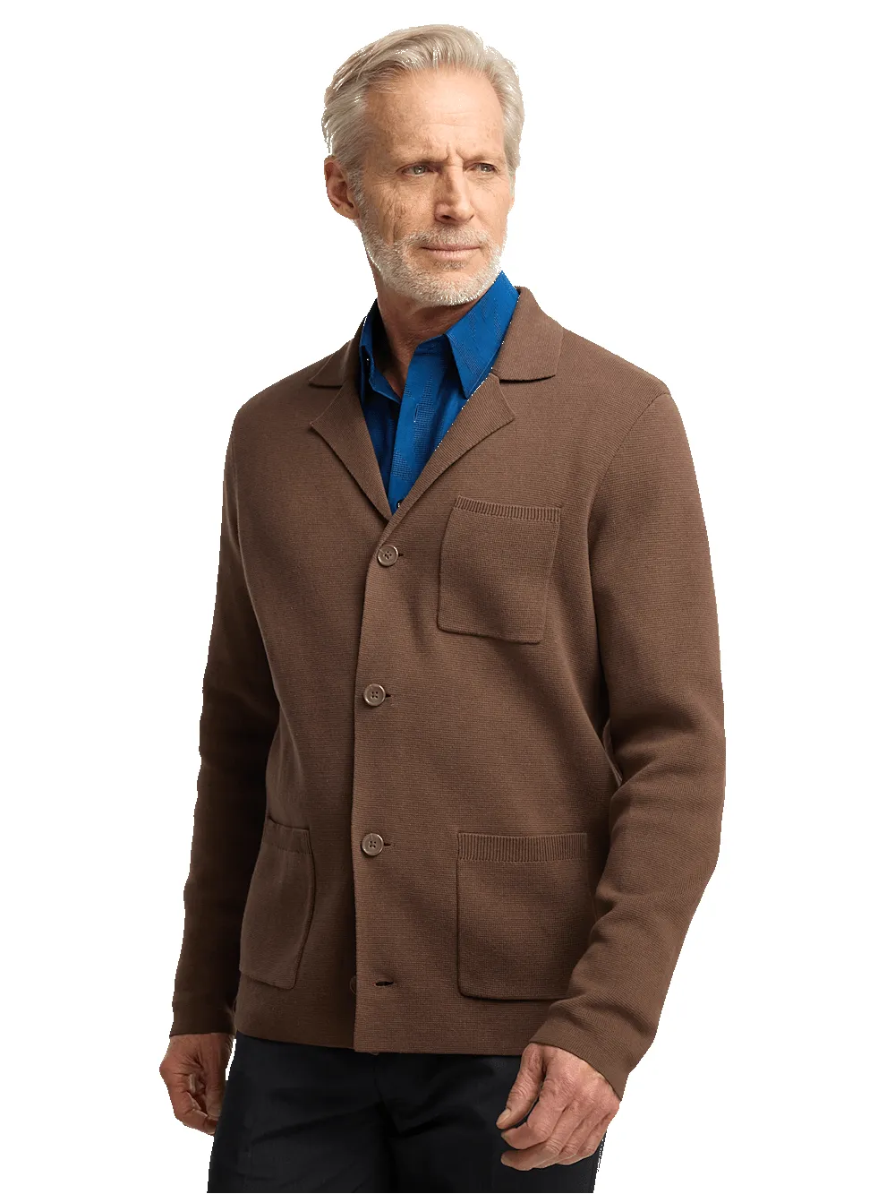 Cotton Notch Lapel Cardigan Sweater - Brown sold by Paul Fredrick product image thumbnail 2