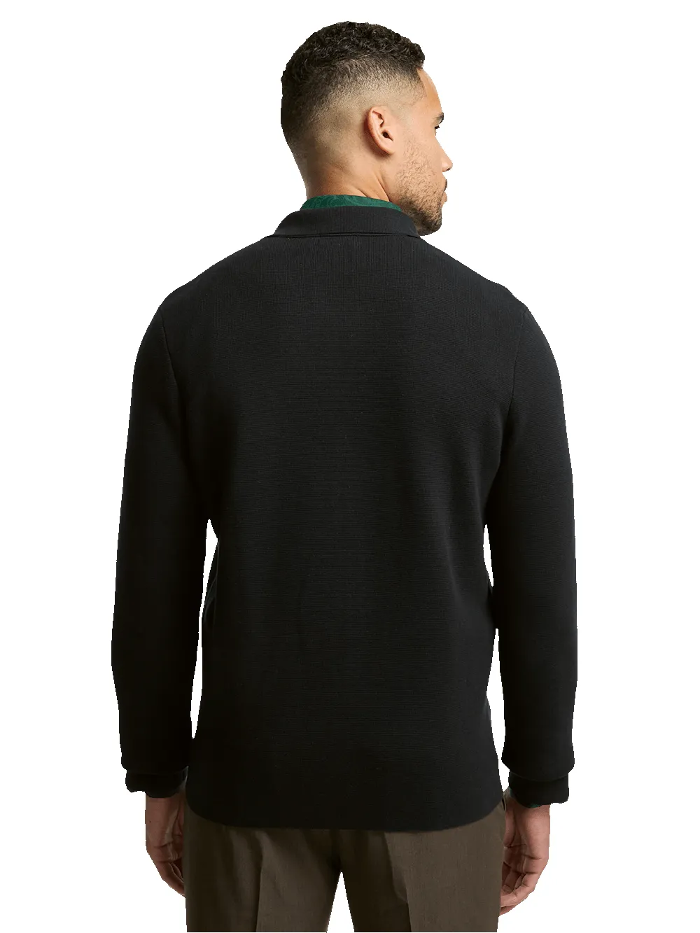 Cotton Notch Lapel Cardigan Sweater - Black sold by Paul Fredrick product image thumbnail 5