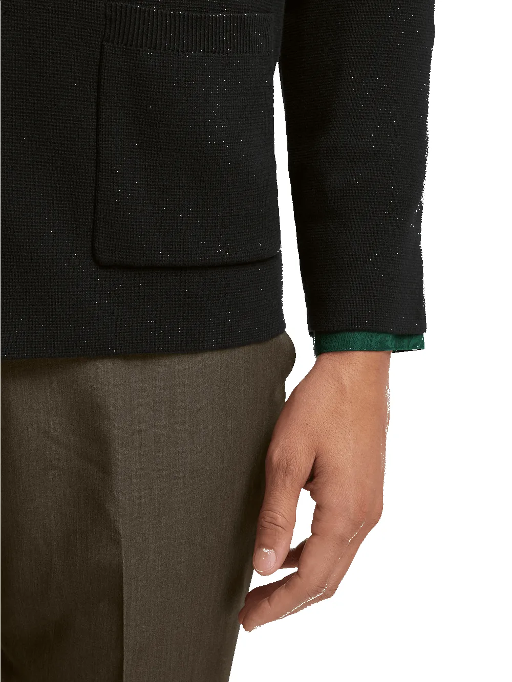 Cotton Notch Lapel Cardigan Sweater - Black sold by Paul Fredrick product image thumbnail 4