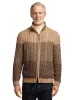 Cotton Cable Full Zip Mock Neck Sweater - Brown sold by Paul Fredrick