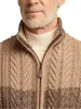 Cotton Cable Full Zip Mock Neck Sweater - Brown sold by Paul Fredrick