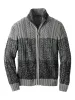 Cotton Cable Full Zip Mock Neck Sweater - Black/grey sold by Paul Fredrick