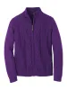 Cotton Cable Full Zip Mock Neck Sweater - Purple sold by Paul Fredrick