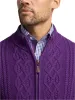 Cotton Cable Full Zip Mock Neck Sweater - Purple sold by Paul Fredrick