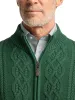 Cotton Cable Full Zip Mock Neck Sweater - Green sold by Paul Fredrick