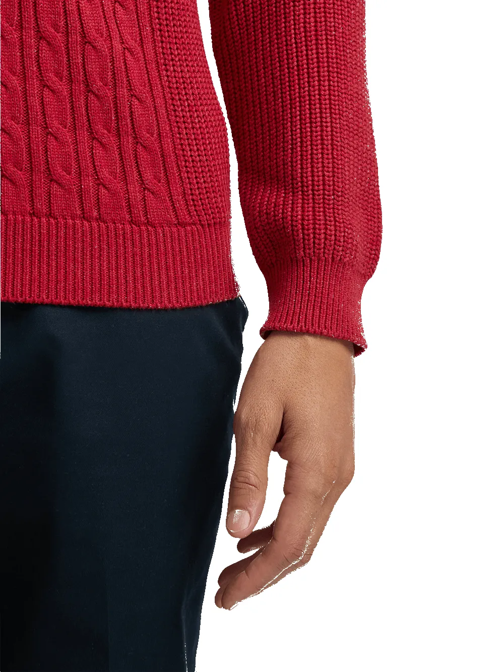 Cotton Cable V-neck Polo - Red sold by Paul Fredrick product image thumbnail 4