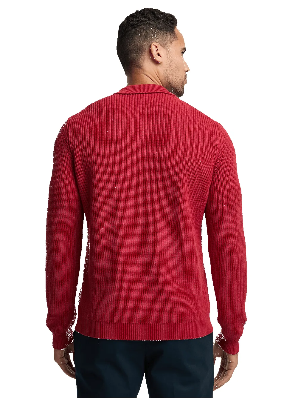 Cotton Cable V-neck Polo - Red sold by Paul Fredrick product image thumbnail 5