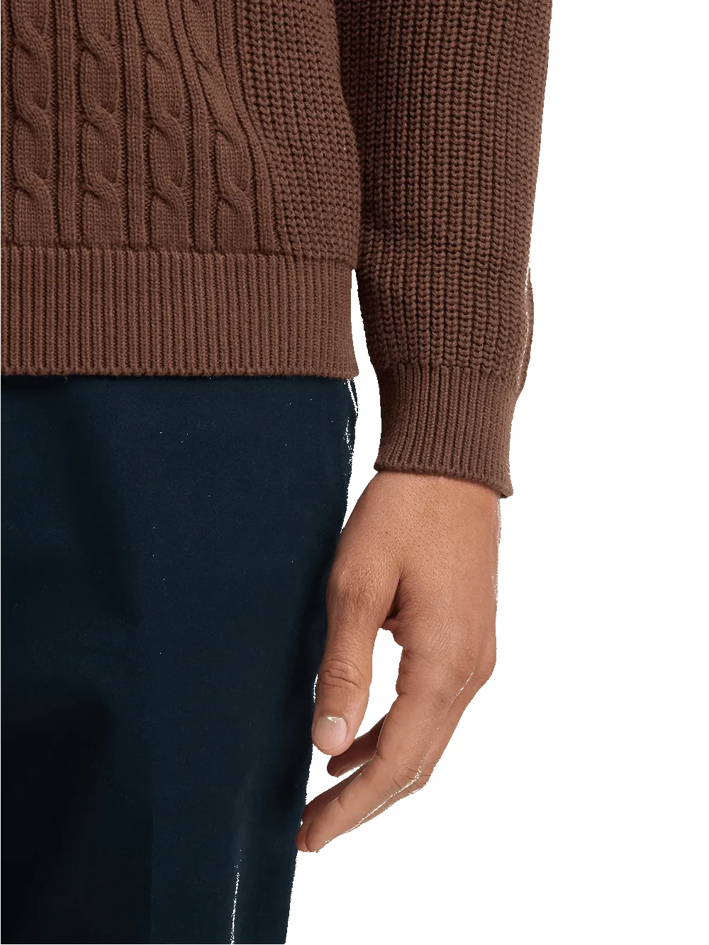 Cotton Cable V-neck Polo - Brown sold by Paul Fredrick product image thumbnail 4