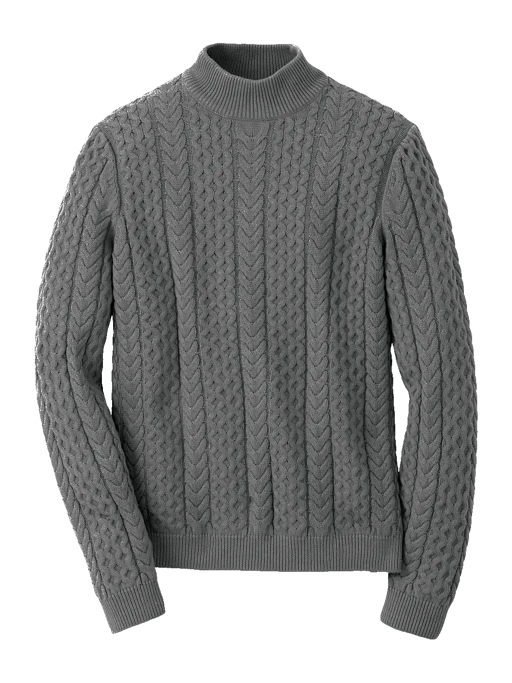 Cotton Cable Mock Neck Sweater - Grey sold by Paul Fredrick