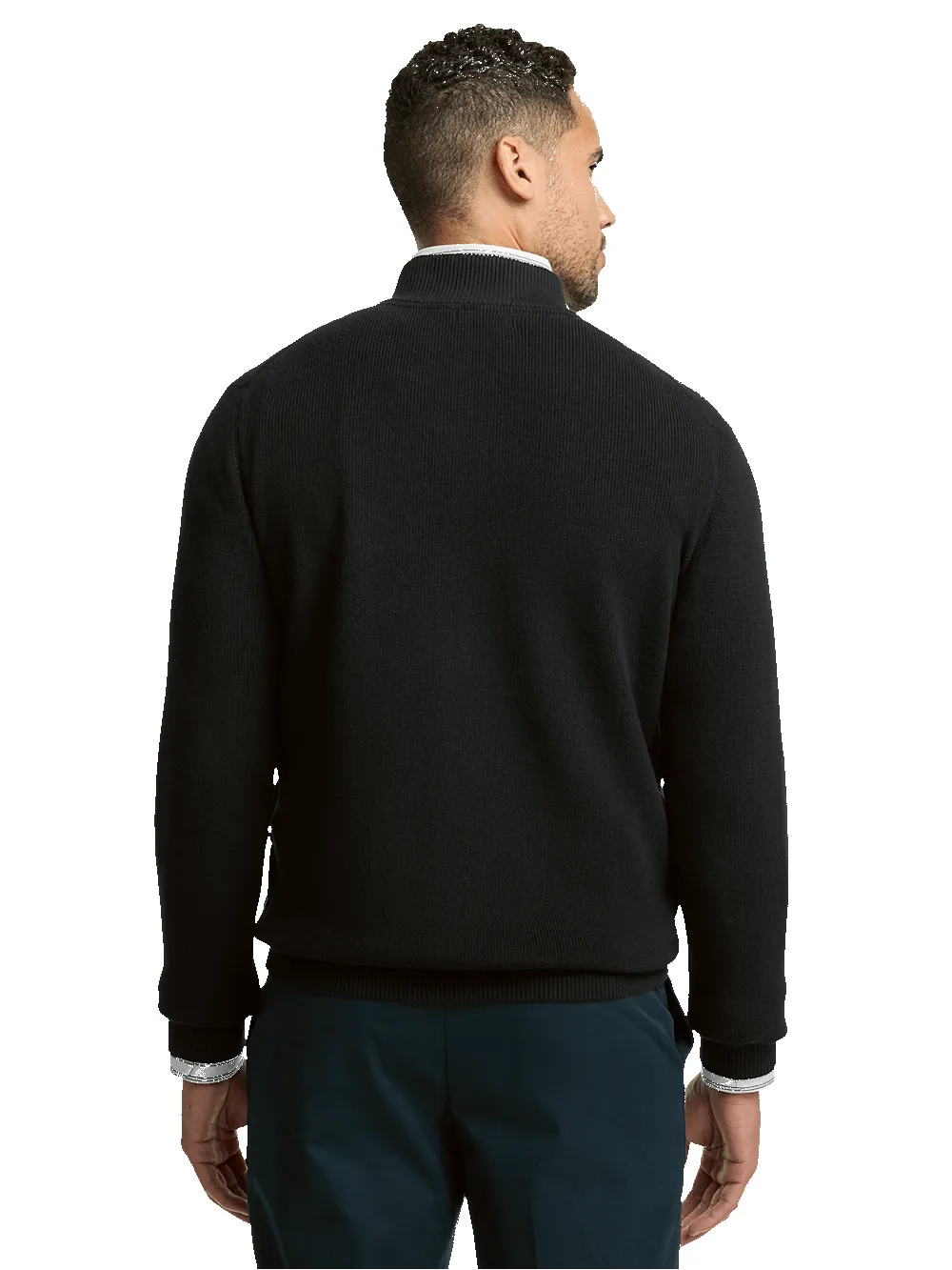 Cotton Full Zip Mock Neck Sweater - Black sold by Paul Fredrick product image thumbnail 5