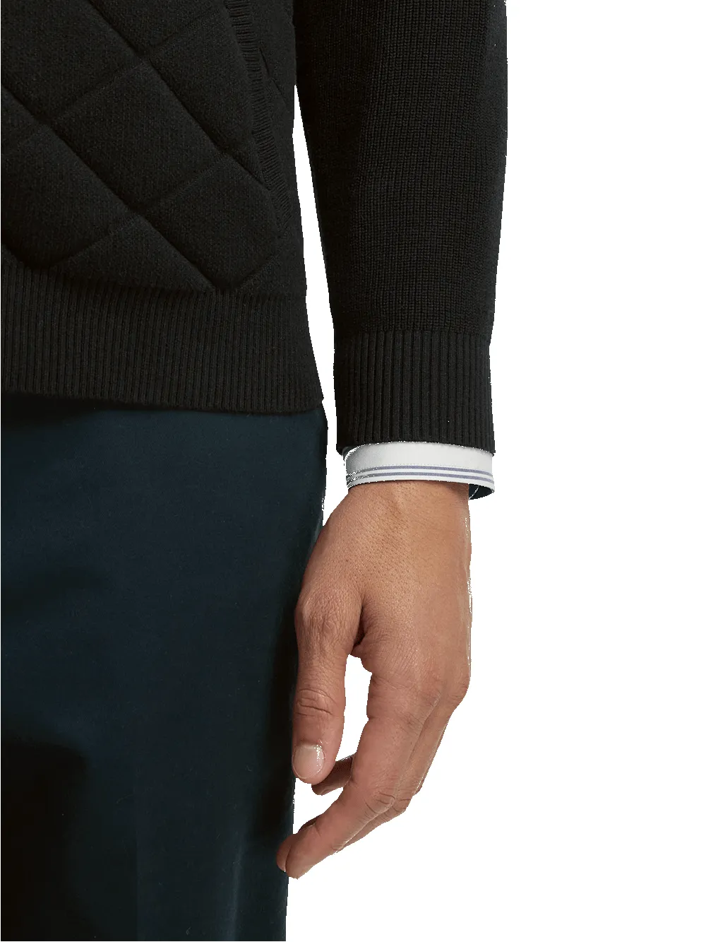 Cotton Full Zip Mock Neck Sweater - Black sold by Paul Fredrick product image thumbnail 4