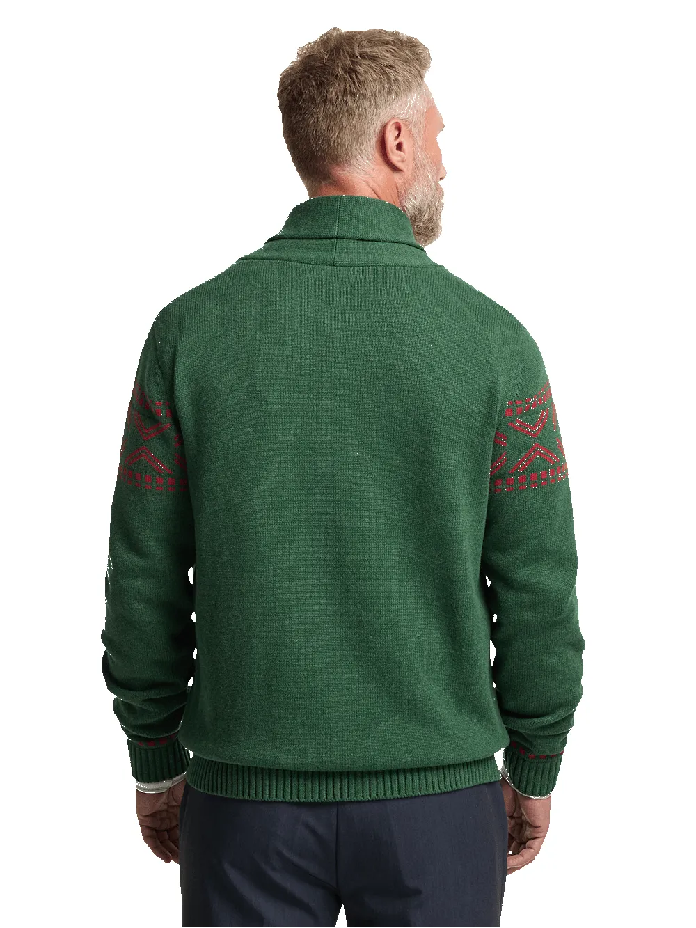 Cotton Button Front Shawl Collar Cardigan - Green sold by Paul Fredrick product image thumbnail 5