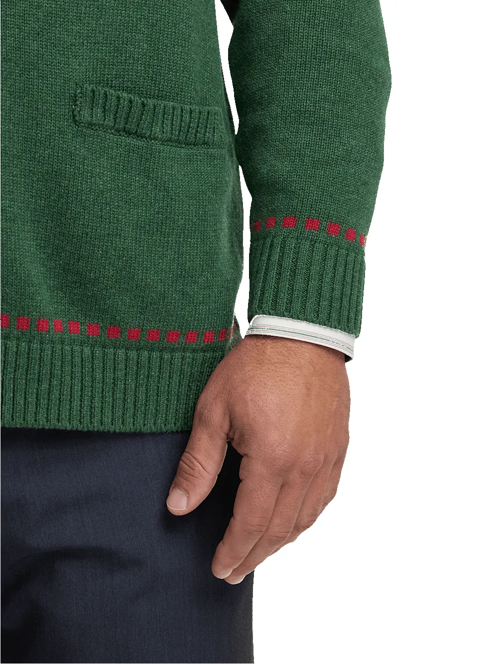 Cotton Button Front Shawl Collar Cardigan - Green sold by Paul Fredrick product image thumbnail 4