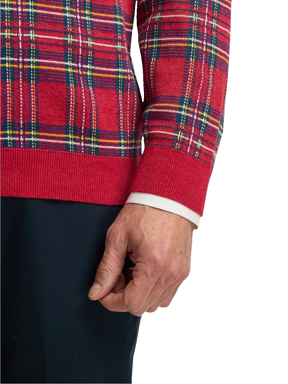 Cotton Quarter Zip Mock Neck Sweater - Red sold by Paul Fredrick product image thumbnail 4