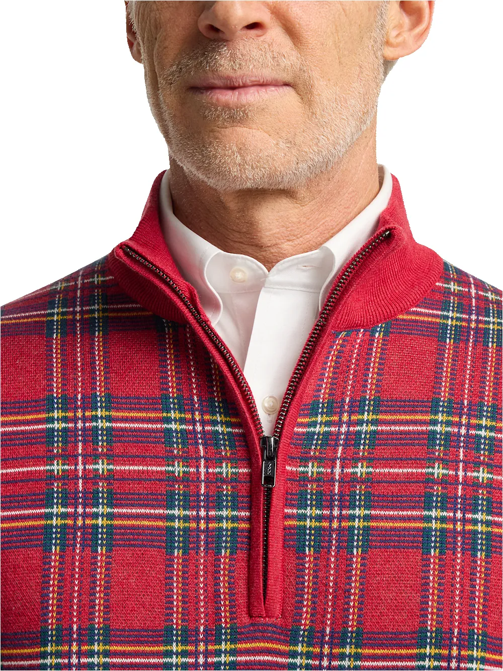 Cotton Quarter Zip Mock Neck Sweater - Red sold by Paul Fredrick product image thumbnail 3