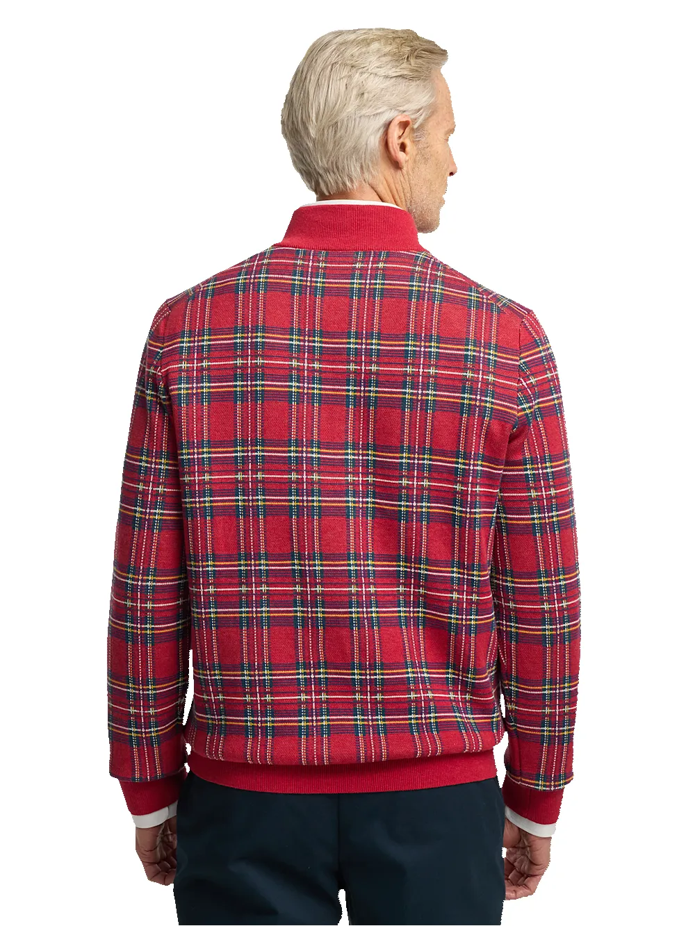 Cotton Quarter Zip Mock Neck Sweater - Red sold by Paul Fredrick product image thumbnail 5