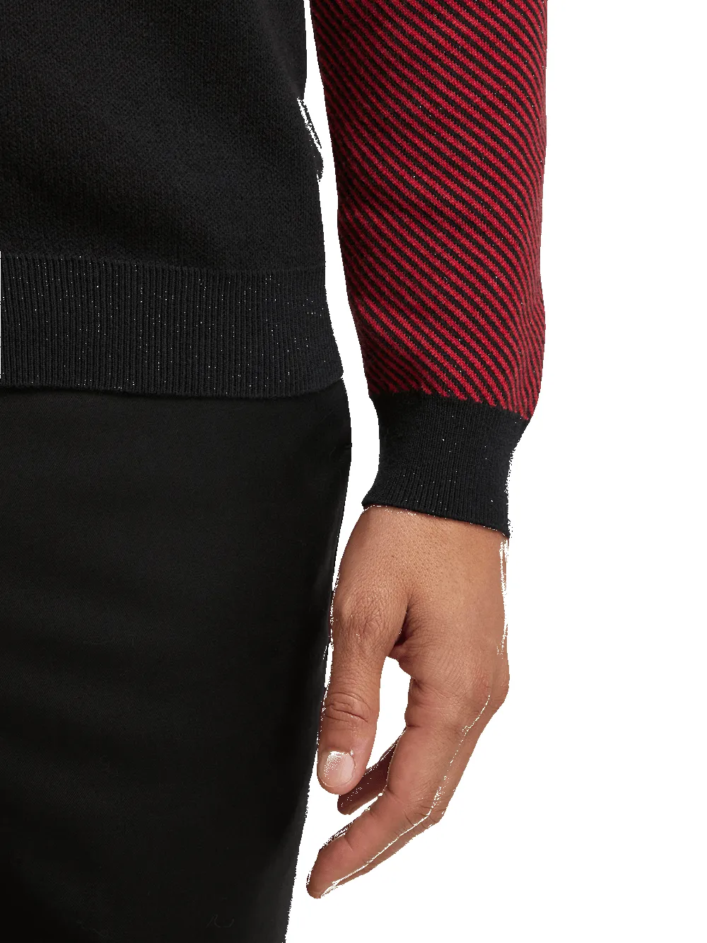 Cotton Full Zip Mock Neck Sweater - Red/black sold by Paul Fredrick product image thumbnail 4