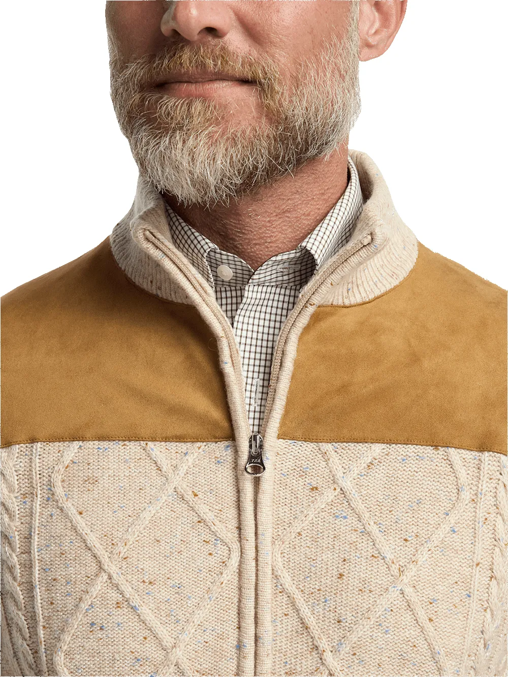 Donegal Full Zip Mock Neck Sweater - Ivory sold by Paul Fredrick product image thumbnail 3